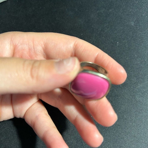Large square ring used with pink stone