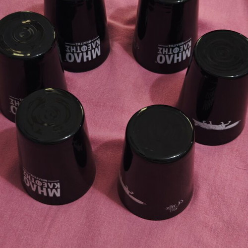 Black Plastic Cups Set of 6 Apple Thief