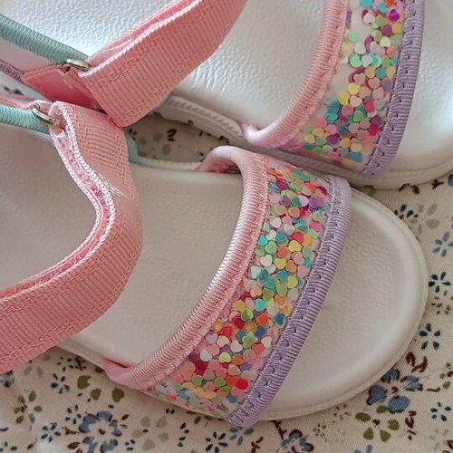 Children's summer sandals new, pastel colors with glitter detail