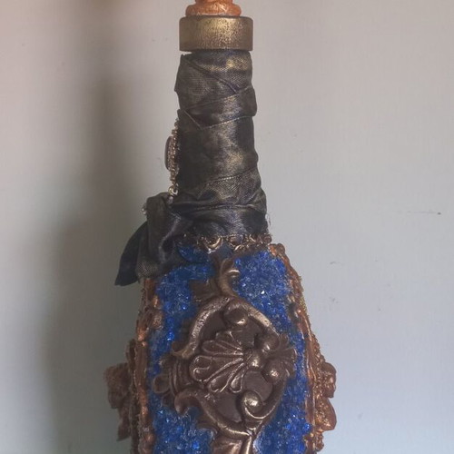 Decorative bottle handmade with decoupage techniques 30×14 cm