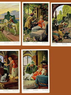 Otto Kubel Brothers Grimm's Fairy Tales Postcards set of 5 like new