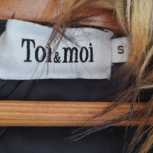 Toi&Moi black quilted jacket with fur collar new