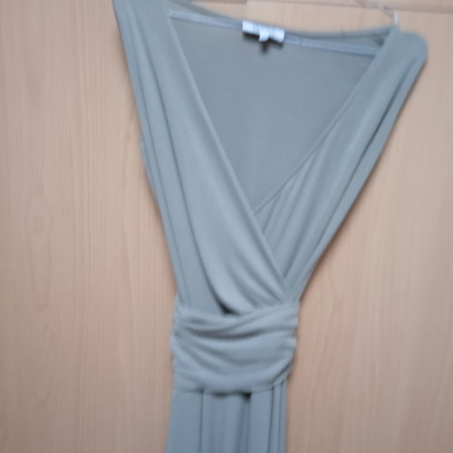Depolo long dress like new, green khaki, elastic, wrap with belt