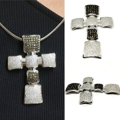 Cross 18k with diamonds new, 5x7 cm, 18 karat white gold