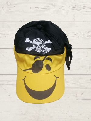 Kids Pirate Smiley Hat new, yellow and black, size 56