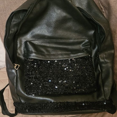 Backpack with sequins like new, black