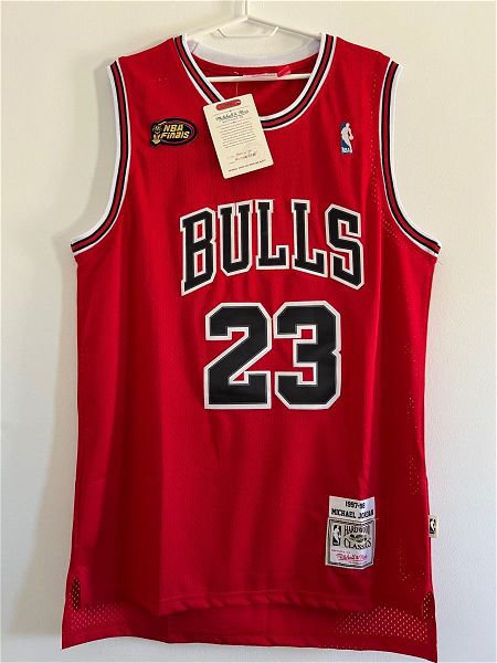  emfanisi fanela Michael Jordan Chicago Bulls Road Finals 1997-98 Mitchell & Ness kokkini megethos XL