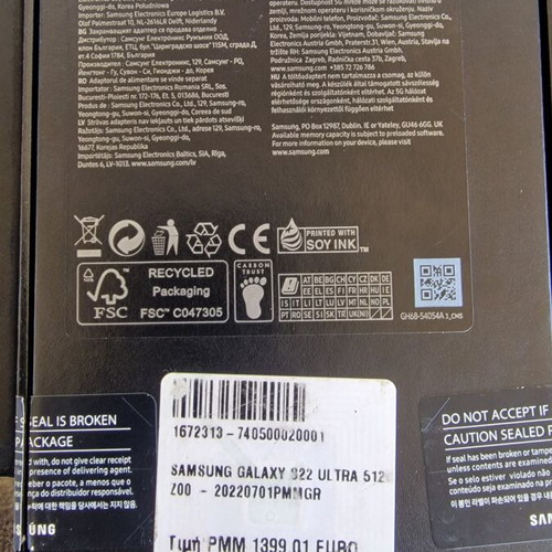 Samsung Galaxy S22 Ultra 12GB RAM 512GB storage like new with extras