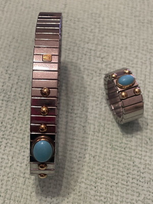 Nomination bracelet and ring set used with 750 gold