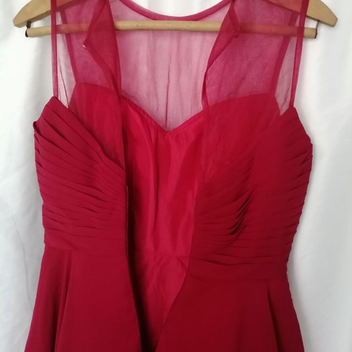 Red chiffon short party dress, size M