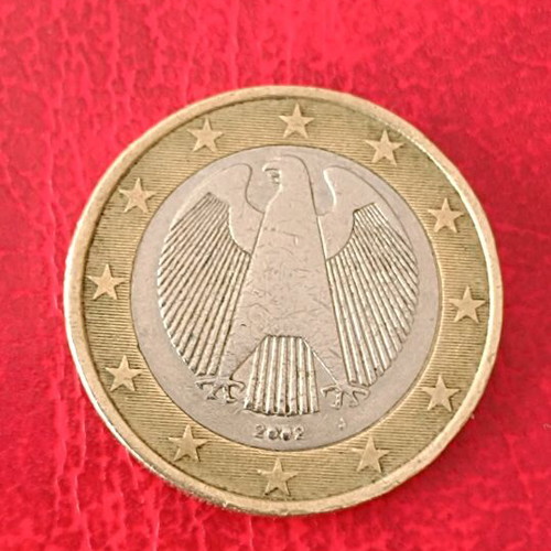 Germany 1 euro coin 2002 used with error on 2002