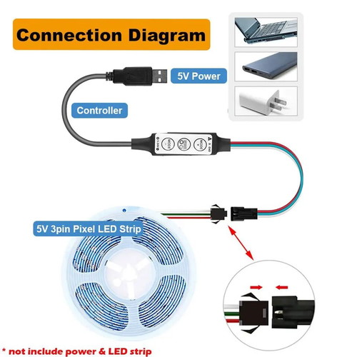 Controller Adapter 3 Keys for Led Strip new