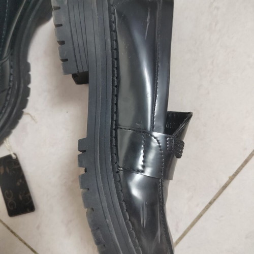 Loafers leather like new, size 36, black, About you