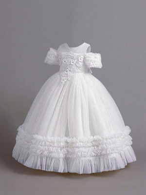 Girls' baptism dress with hair wreath