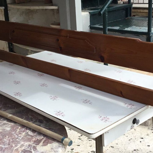 Wooden semi-double bed used with slats