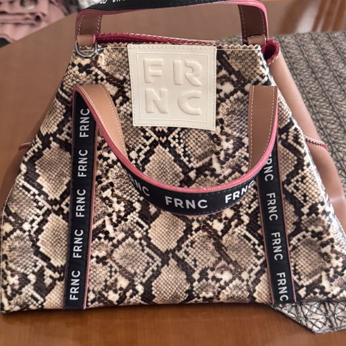 FRNC snake print handbag, brown