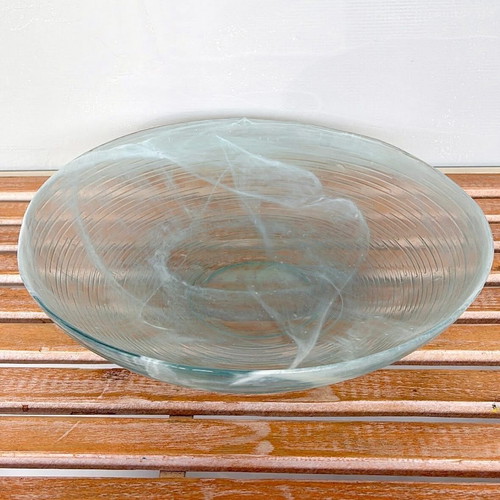 Handmade glass platter new, decorative fruit bowl