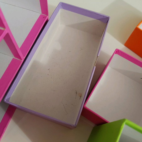 Colorful desktop organiser with drawers used