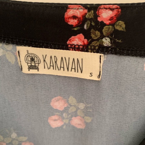 Karavan black dress new with embroidery, three-quarter sleeves, Small