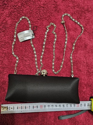 Evening clutch bag new, black with rhinestone clasp