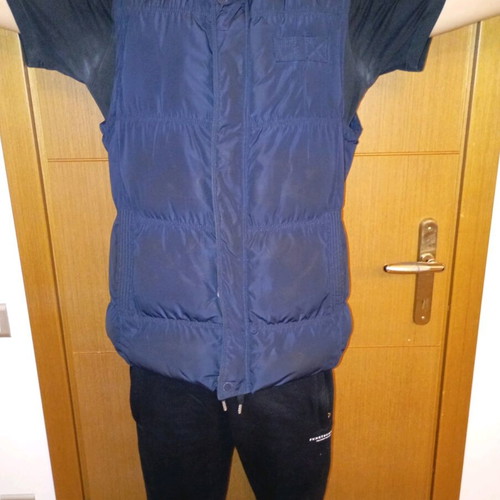 Sleeveless men's jacket blue like new with hood