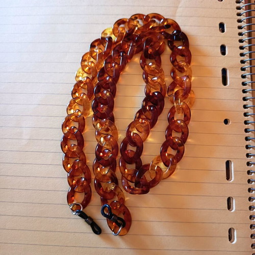 Glasses chain new, amber color acrylic resin