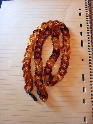 Glasses chain new, amber color acrylic resin