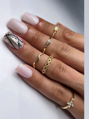 Ring set new, gold color, 5 pieces