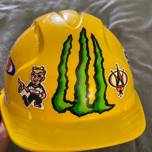 Work helmet used with head adjuster