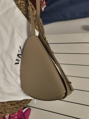 Zara shoulder bag with unique fashion shape like new, beige