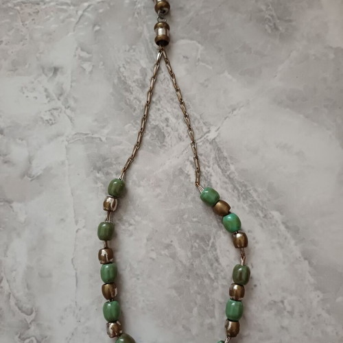 Grandpa's worry beads used, traditional with metal chain and green beads