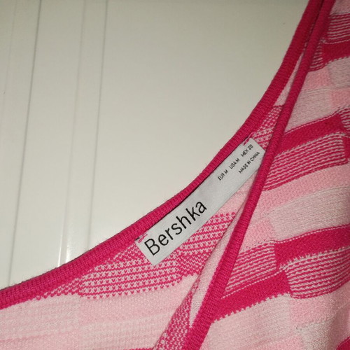 Bershka club dress with one shoulder, size M, like new, white pink