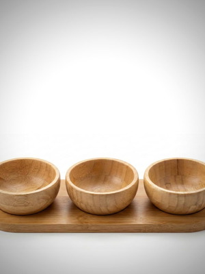 Espiel 3-Section Bamboo Serving Tray Set new