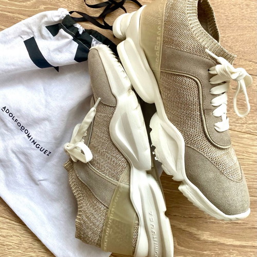 Adolfo Dominguez women's sport sneakers like new, beige, size 38