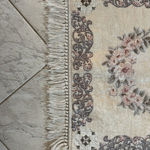 Bedroom rugs set used, modern motif with fringes