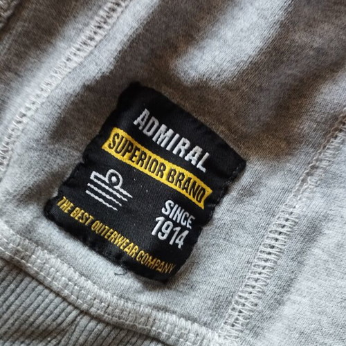Admiral hoodie sweatshirt, size S, grey and green