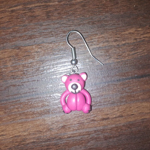 Pink Bear Earring Small Single Piece