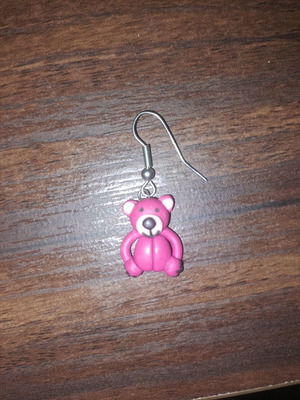 Pink Bear Earring Small Single Piece
