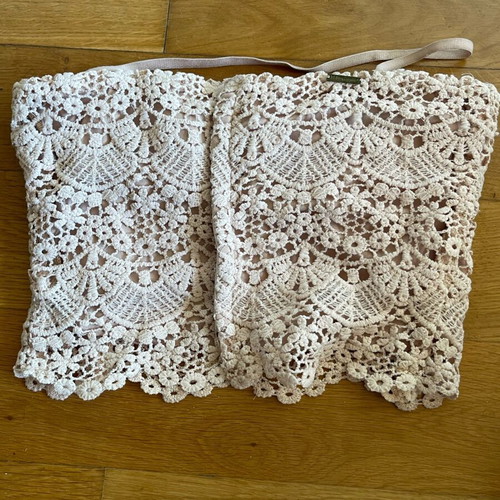 Bsb lace boho style bustier top used, beige, size L