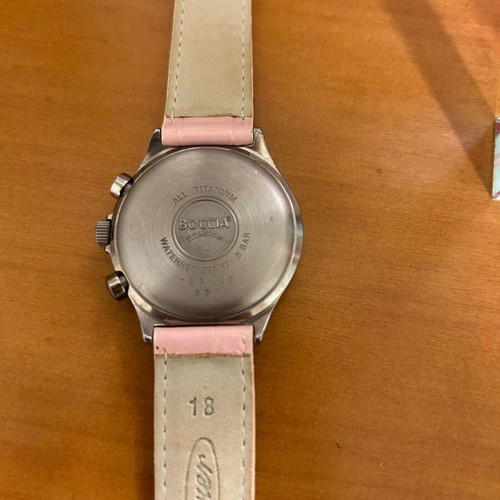 Boccia Damen Titanium Pink 3370‑03 watch like new with chronograph and pink dial