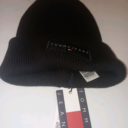 Tommy Jeans knit cotton hat new, black