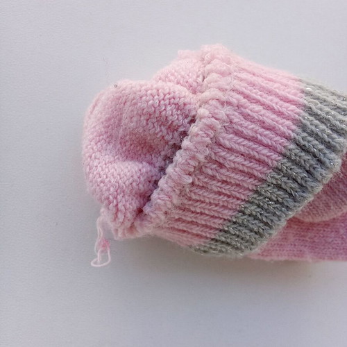 Disney children's gloves used, pink and gray, knitted