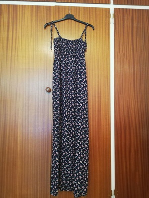 Floral dark blue dress Small like new, strap and strapless