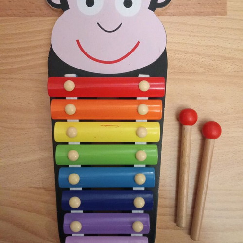 Children's xylophone used, monkey design