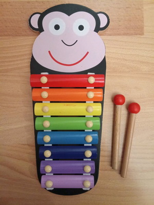 Children's xylophone used, monkey design