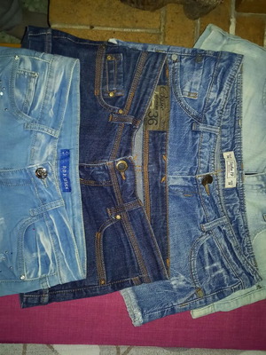 Βαμβακερά σορτς denim μεταχειρισμένα, πακέτο 4, μέγεθος Μ, μπλε
