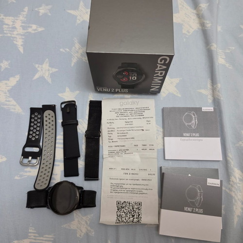 Garmin 2 Plus smartwatch used, black with new straps