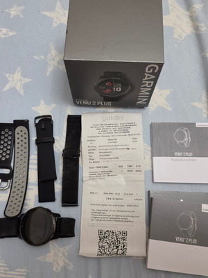 Garmin 2 Plus smartwatch used, black with new straps