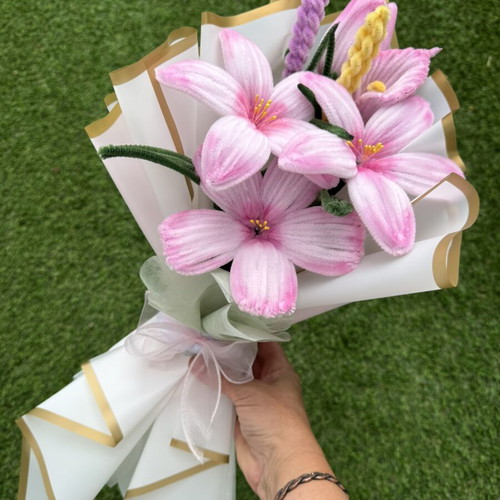Handmade chenille flower bouquet