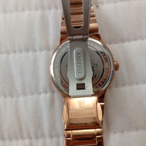 Festina women's watch with rose gold steel bracelet and zircon crystals